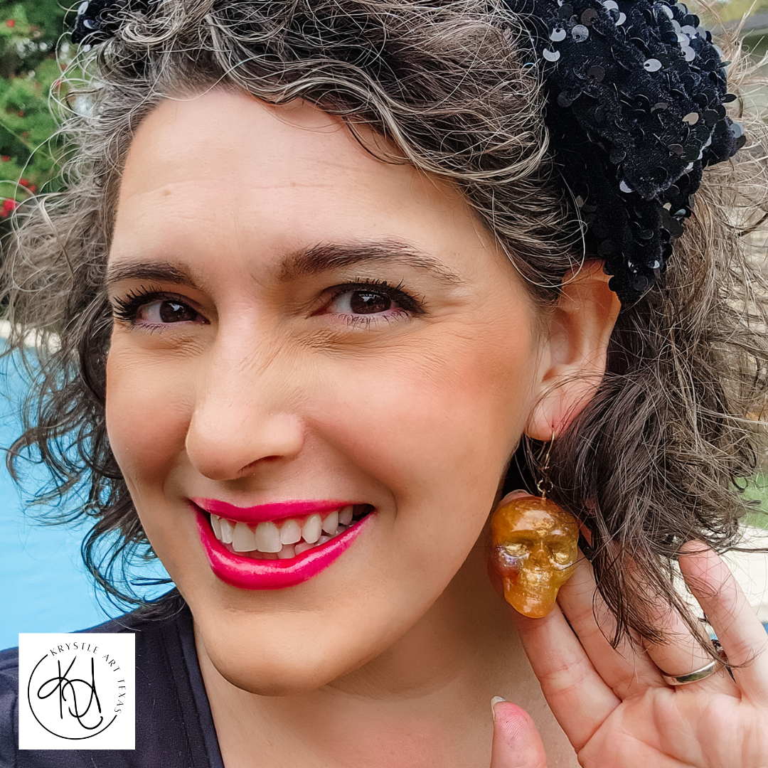 Skull Earrings Orange 5