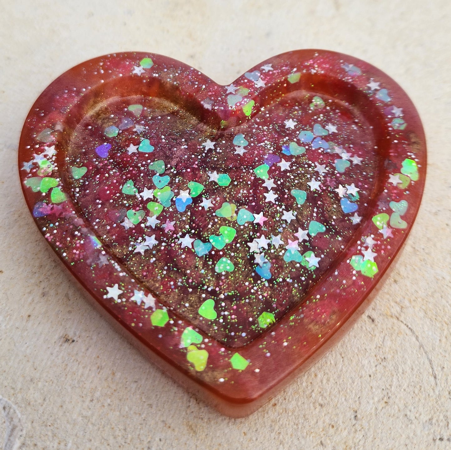 Heart Trinket Dish Peach