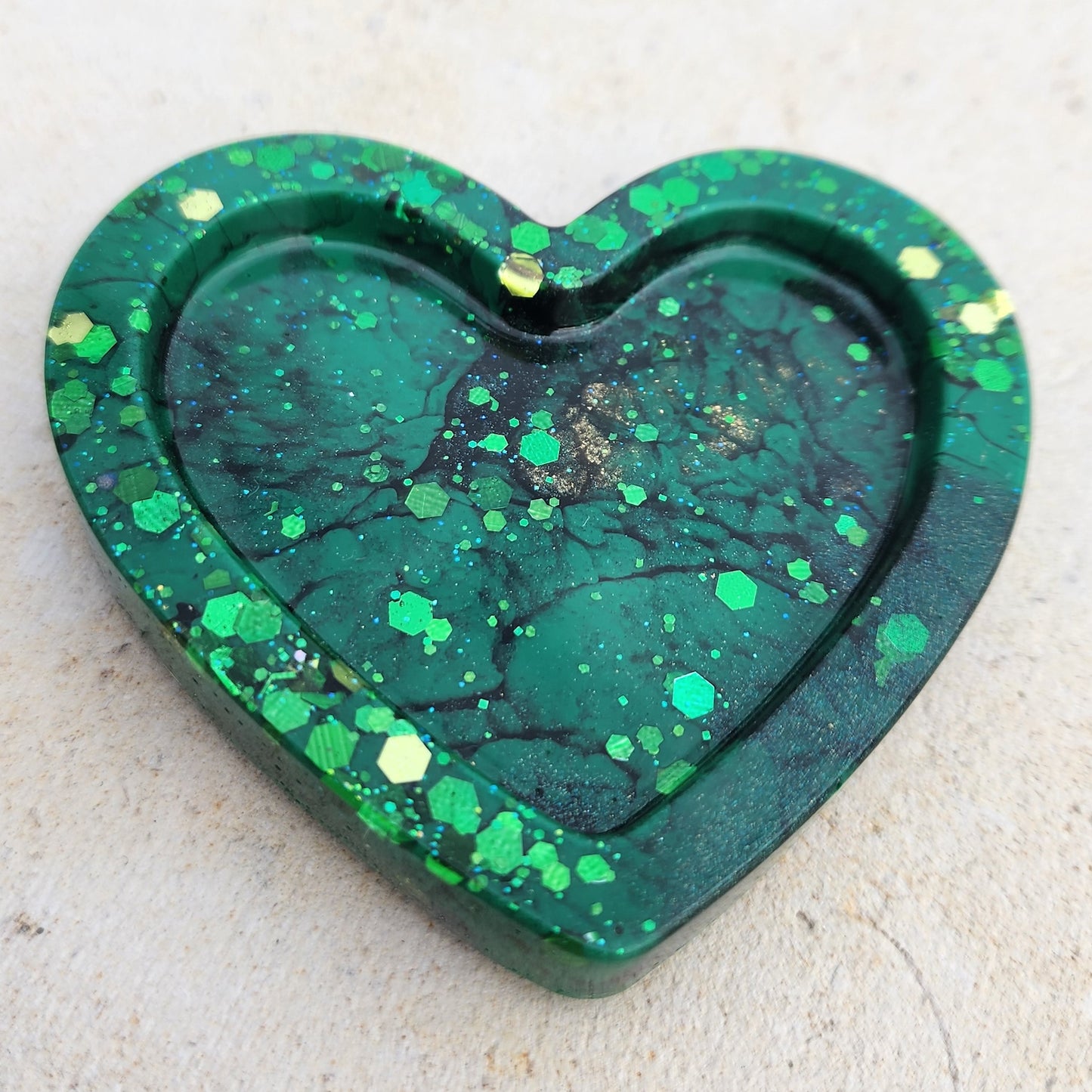 Heart Trinket Dish Green