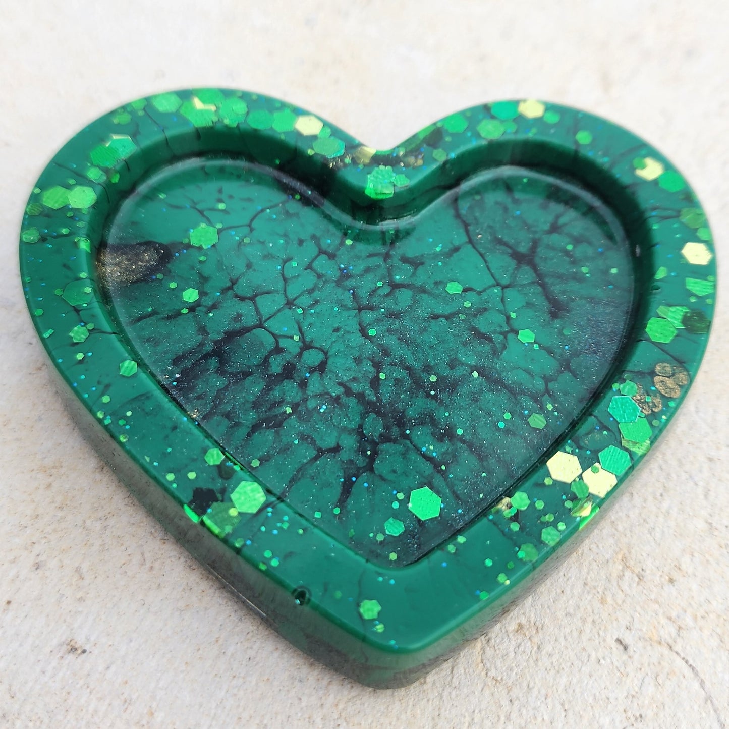 Heart Trinket Dish Green