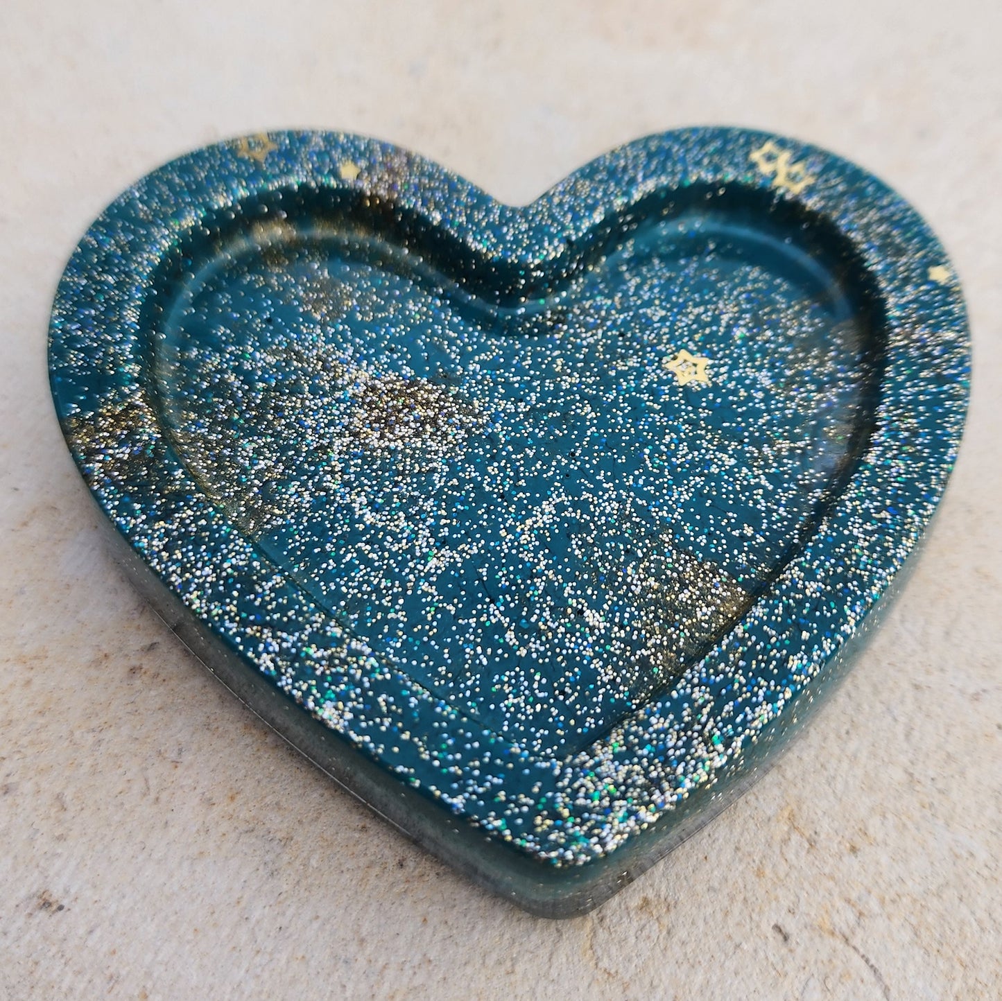 Heart Trinket Dish Teal & Gold