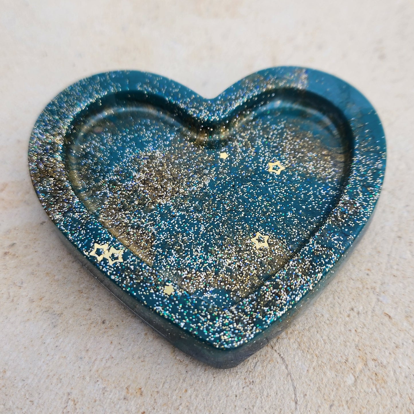 Heart Trinket Dish Teal & Gold