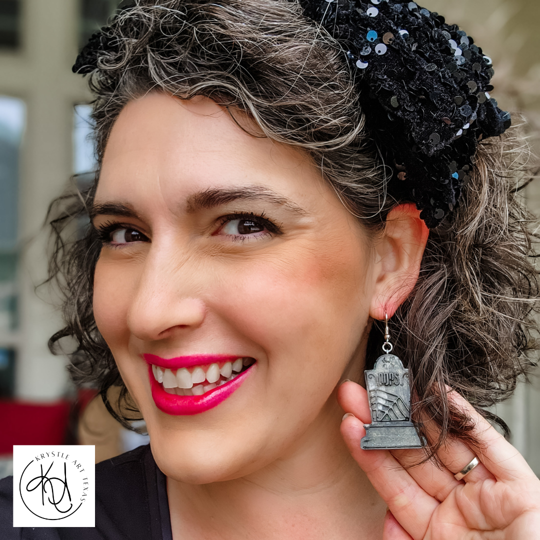 Tombstone Earrings Black & White 4