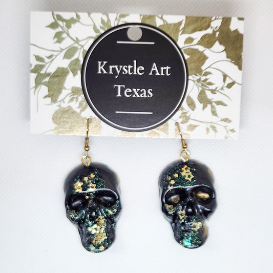 Skull Earrings Black & Gold 5