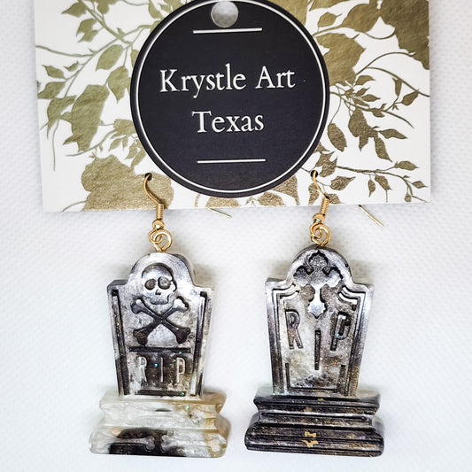 Tombstone Earrings Black & White 1