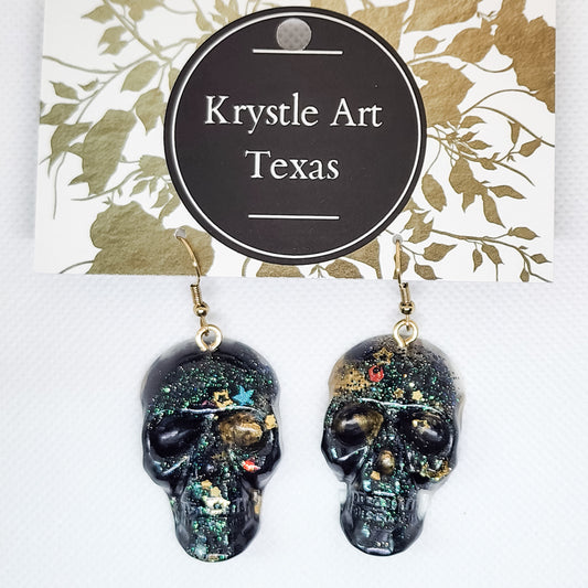 Skull Earrings Black & Gold 4