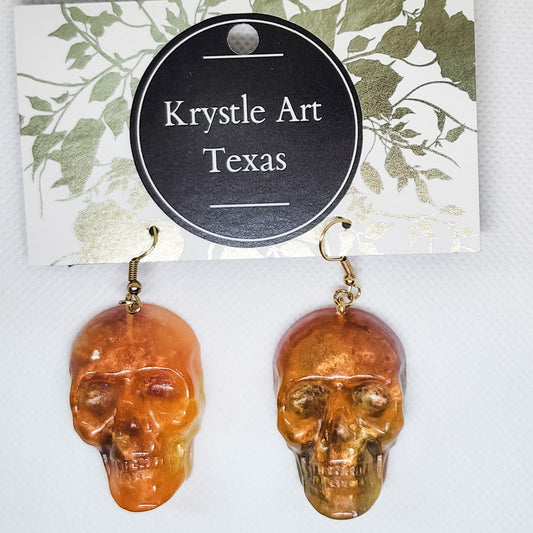 Skull Earrings Orange 1