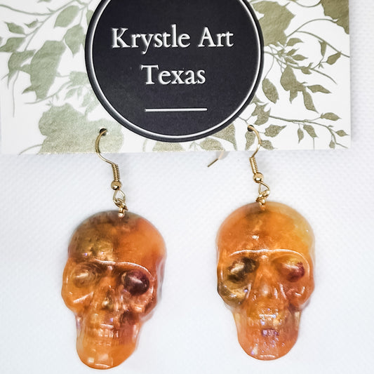 Skull Earrings Orange 6