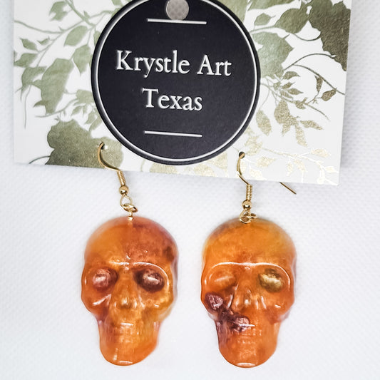 Skull Earrings Orange 4