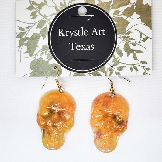 Skull Earrings Orange 5