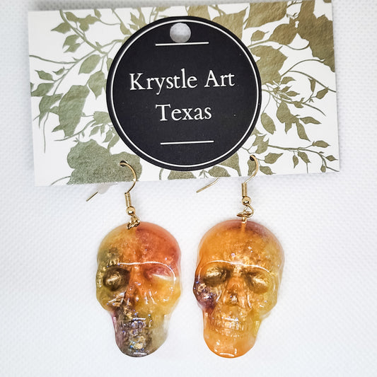 Skull Earrings Orange 3