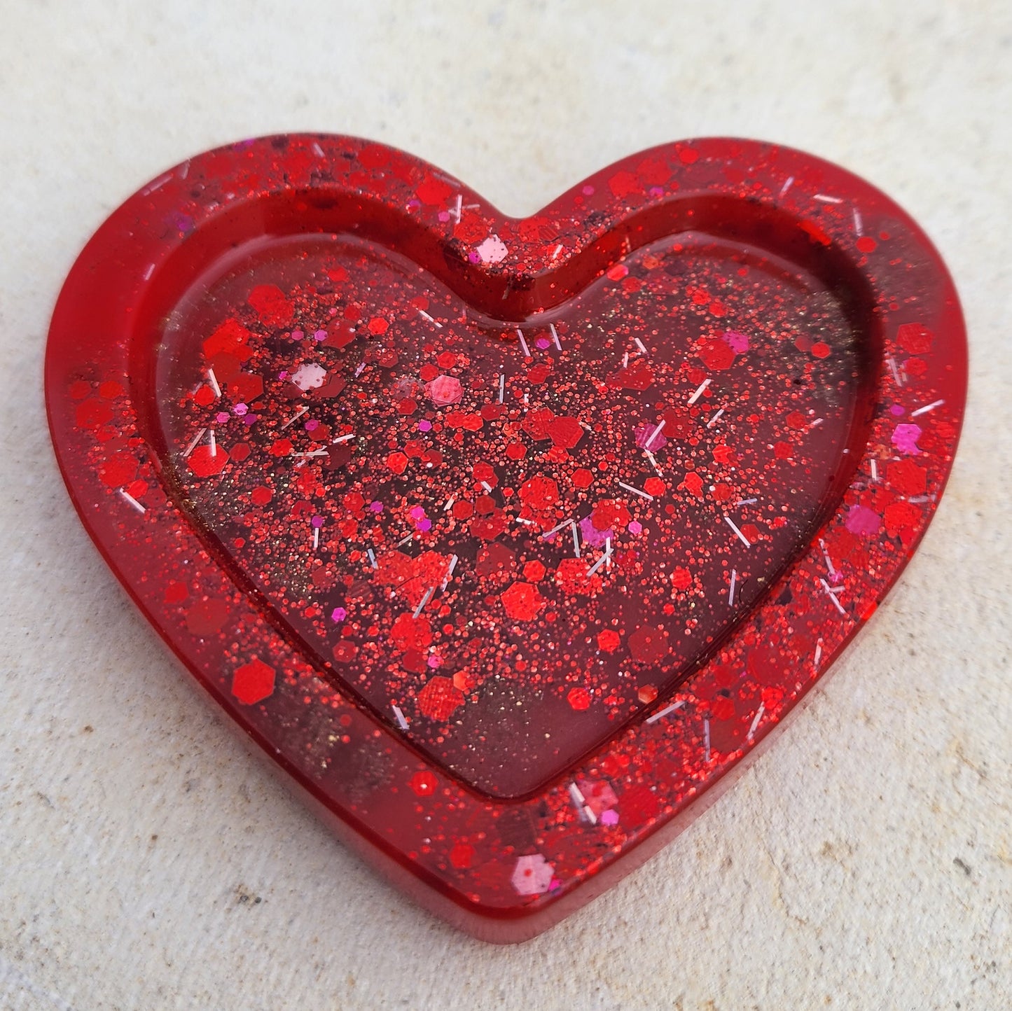 Heart Trinket Dish Red