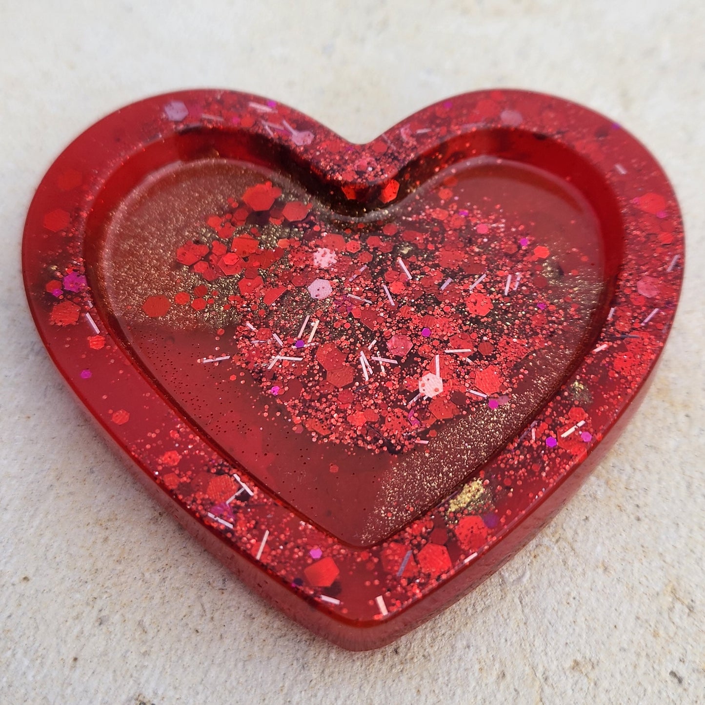 Heart Trinket Dish Red