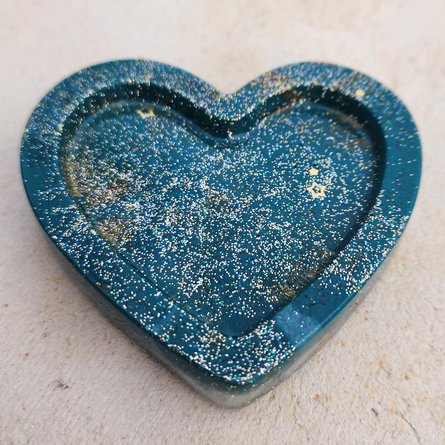 Heart Trinket Dish Teal & Gold