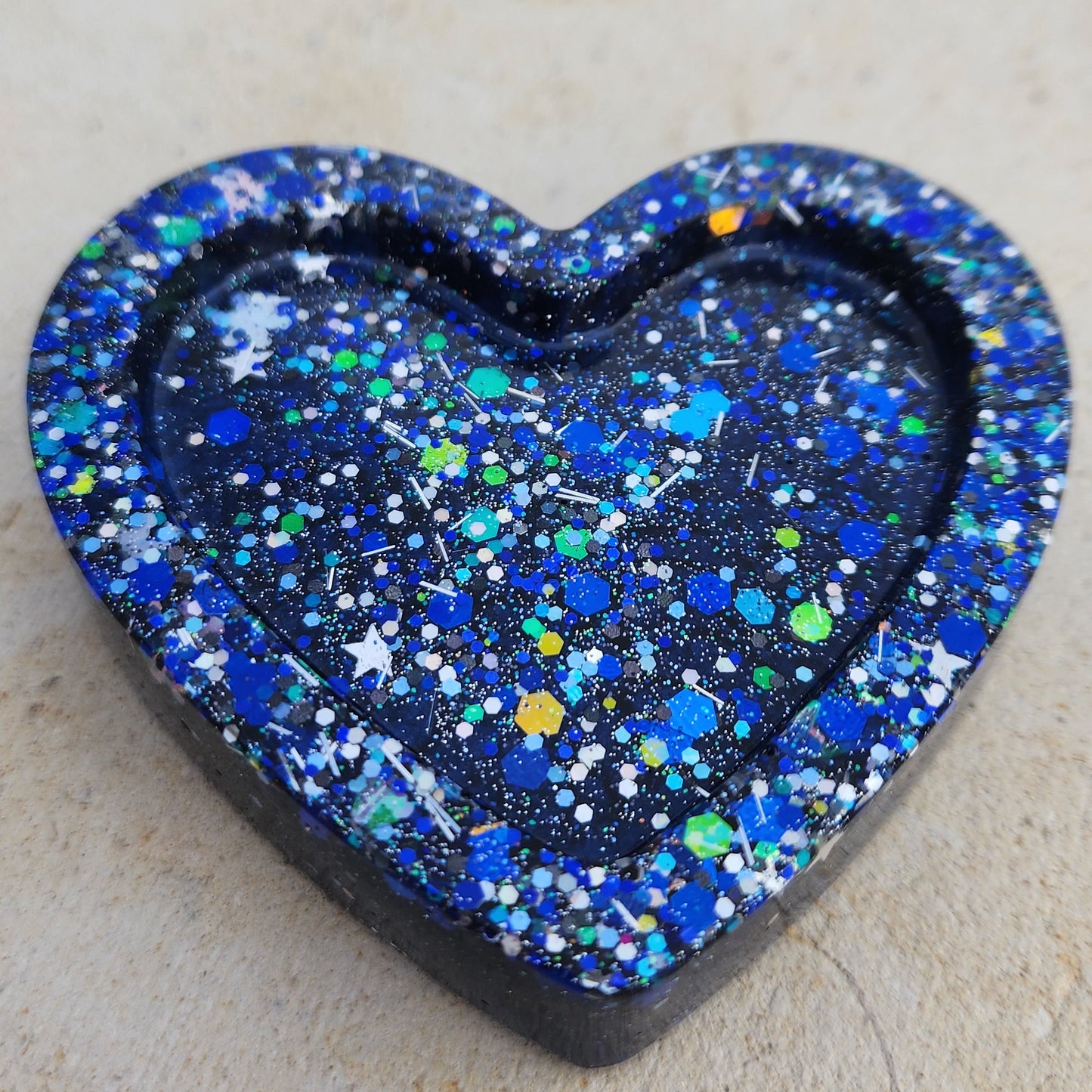 Heart Trinket Dish Blue & Silver