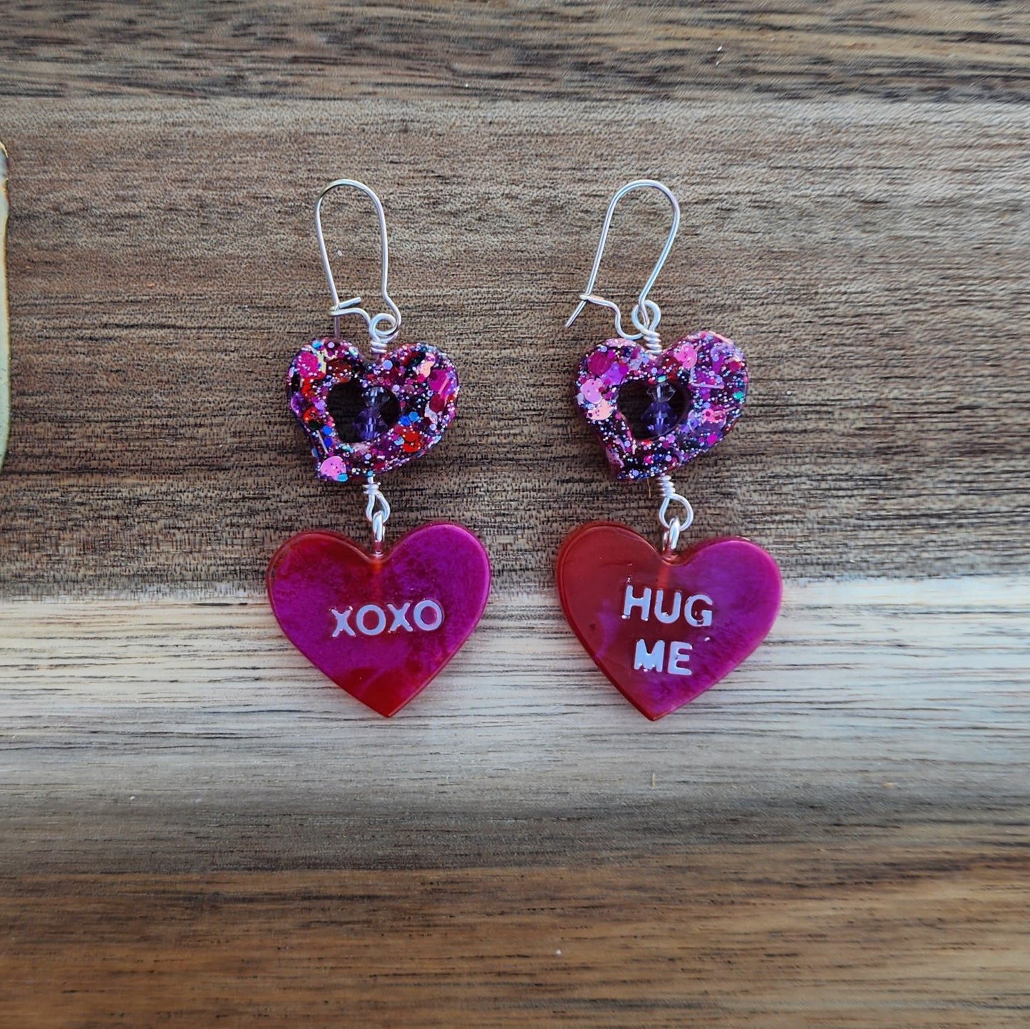 Conversation Heart Earrings "XOXO + HUG ME"