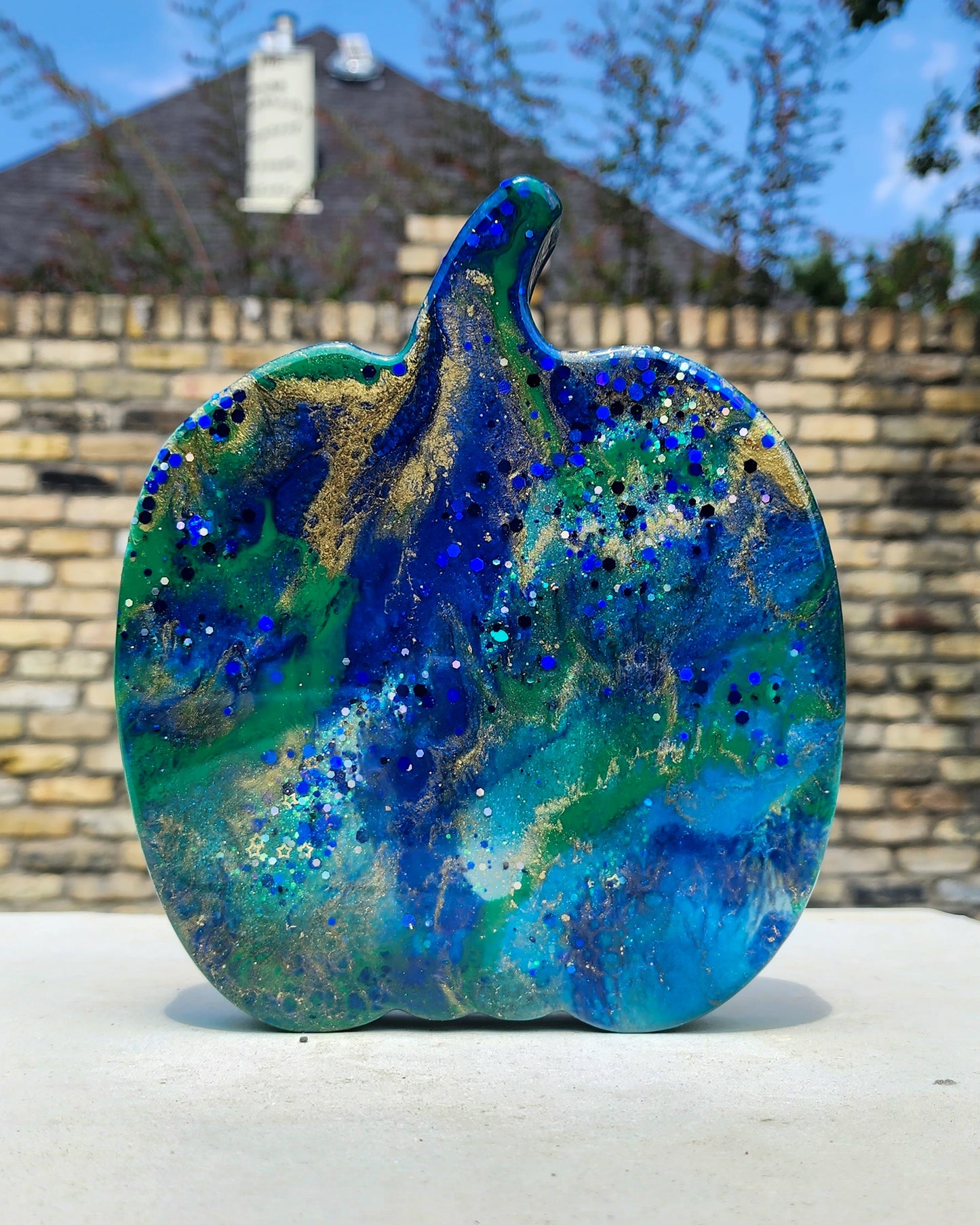 Blue & Green Medium Pumpkin #3