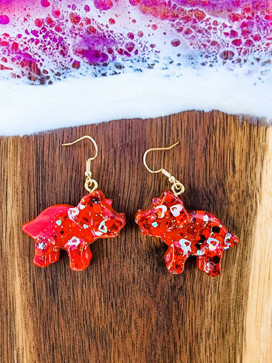 Red Dino Earrings Set 4