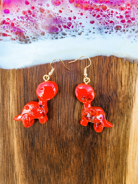 Red Dino Earrings Set 3