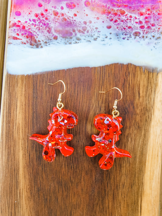 Red Dino Earrings Set 2