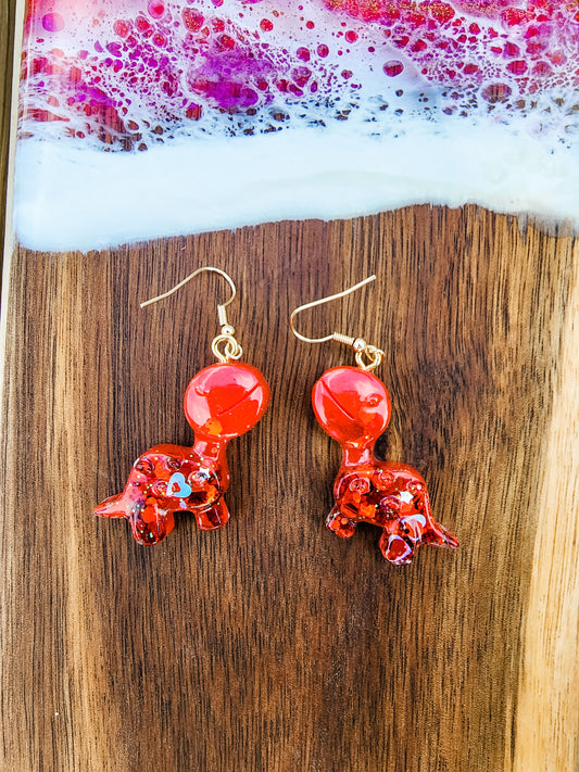 Red Dino Earrings Set 1